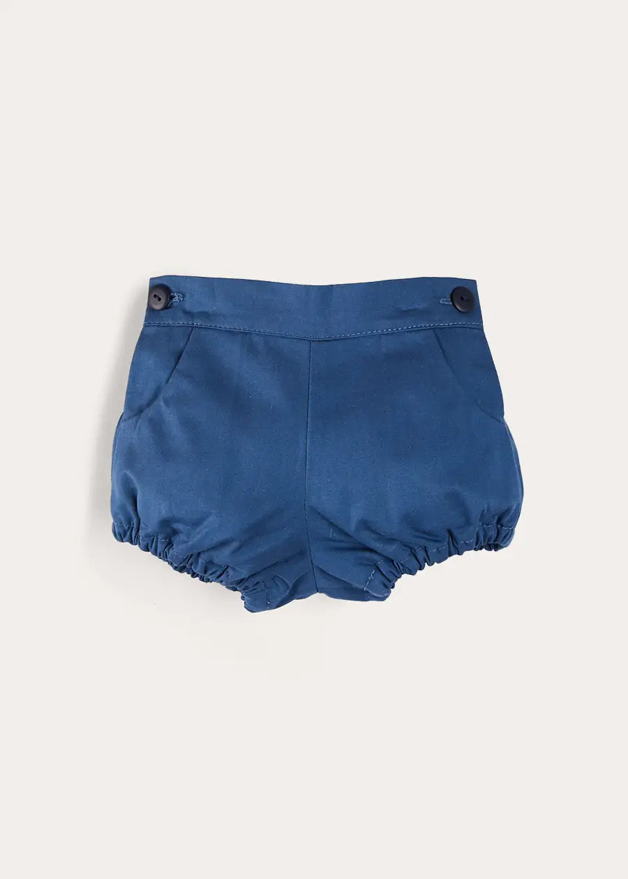 Blue Plain Button Detail Bloomers for Babies & Toddlers (3 Months to 3 Years) - Comfortable Cotton Underwear for Playtime, Diaper Changes & Everyday Wear