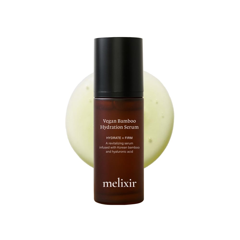 Melixir Vegan Bamboo Hydration Serum - Hyaluronic Acid & Centella Asiatica Face Moisturizer for Sensitive & Acne-Prone Skin | Improves Skin Texture & Reduces Wrinkles | Korean Skincare Routine (1.7 fl.oz) | Perfect for Daily Hydration & Soothing Irritated Skin