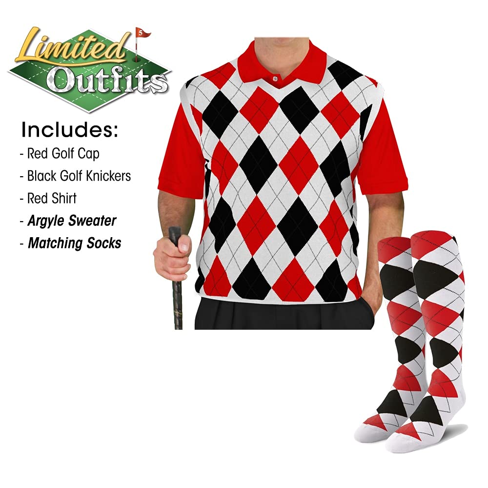 Men's Golf Sweater Outfits - Black, White & Red Pullover for Casual & Sporty Style - Perfect for Golfing, Office & Outdoor Activities