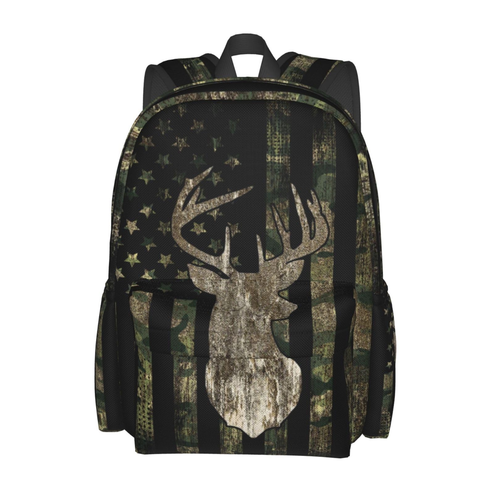 YETTA YANG Camouflage Backpack - Tactical Army Camo Retro Hunting Backpack with American Flag Design, Multiple Pockets for Laptop, Travel, Hiking, Gym & Outdoor Sports - Durable Unisex Backpack for Men & Women