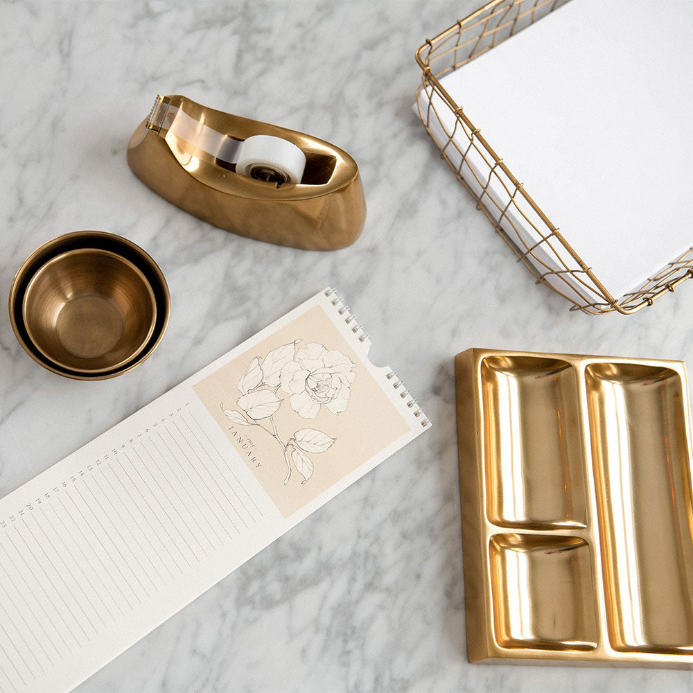 Premium Brass-Plated Tape Dispenser - Heavy Duty & Stylish for Office, Packaging, and Home Use