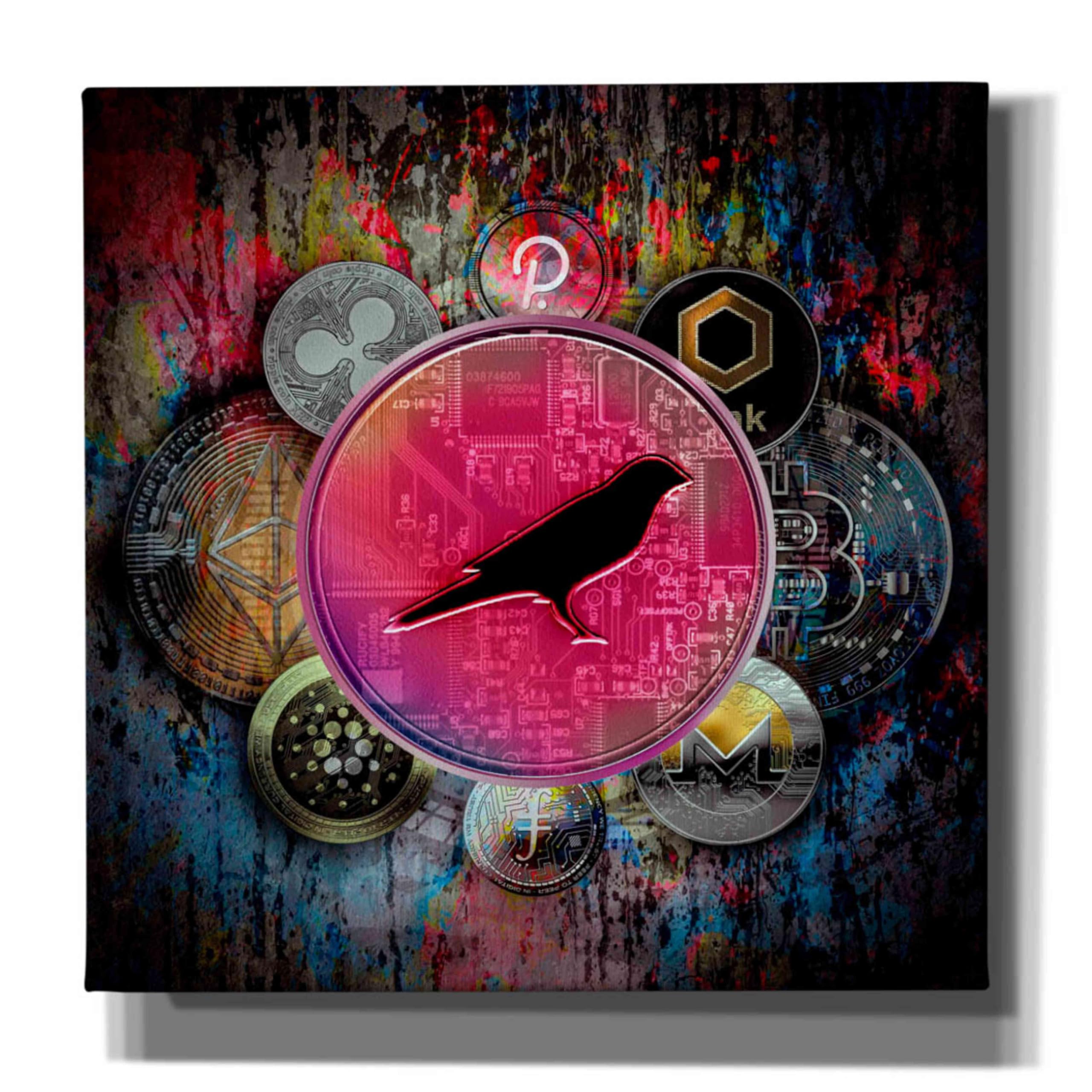 Epic Graffiti 'KSM Crypto-Kusama Coin' Canvas Wall Art - 26x26 Inches Modern Cryptocurrency Decor for Home, Office & Gamer Room | Unique Digital Asset Themed Gift for Crypto Enthusiasts