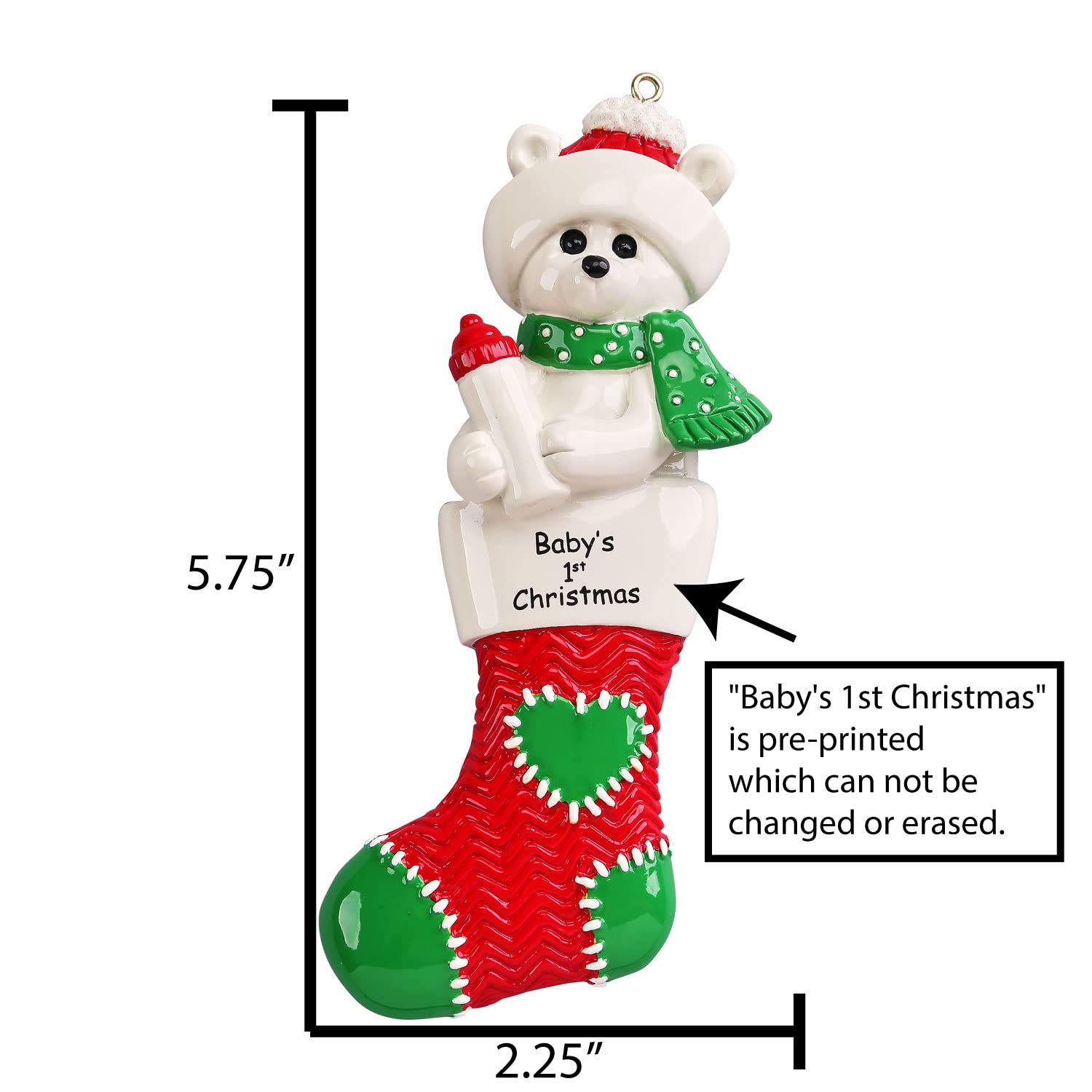 Personalized Baby's First Christmas Stocking 2024 - Custom Polar Bear Ornament & Keepsake for Newborns, Infants - Perfect for Holiday Decor, Gift Giving & Family Traditions