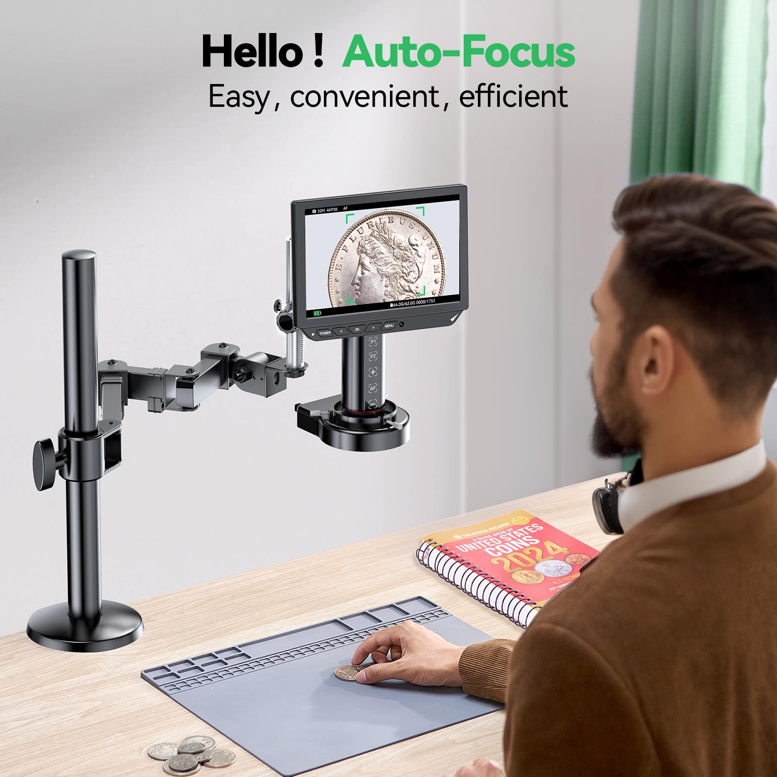 4K Auto-Focus Digital Microscope with Flexible Arm & Helping Hands Station - 8