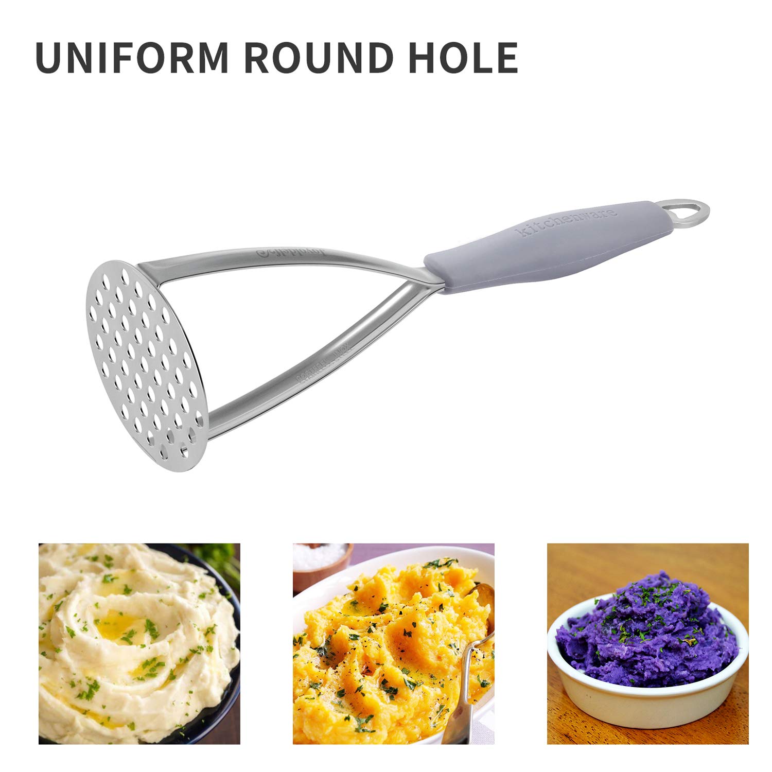 Joyoldelf Stainless Steel Potato Masher with Non-Slip Handle - Perfect for Mashing Potatoes, Vegetables & Baby Food - Ideal for Kitchen, Baby Meal Prep & Cooking Enthusiasts