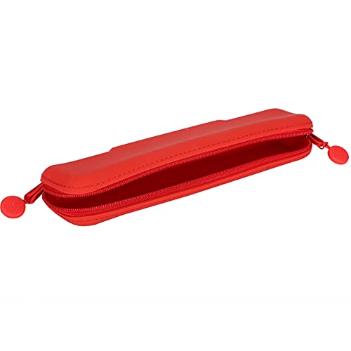 Mini Silicone Pencil Pouch - Compact & Durable for Makeup & Small Items - Red (Small) - Perfect for School & Travel