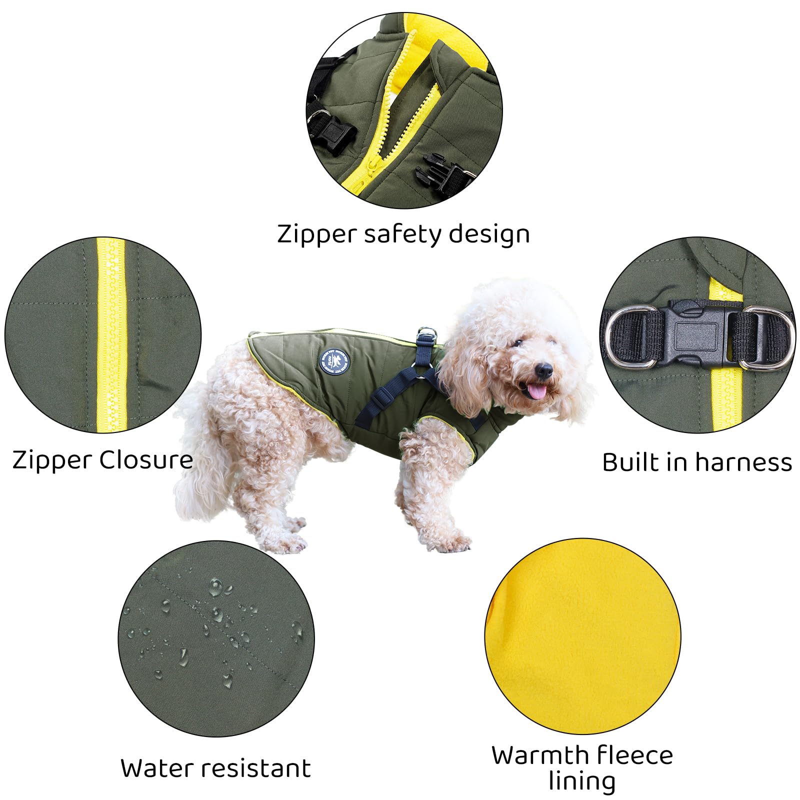 Norbi Dog Winter Coat with Built-in Harness - Adjustable Warm Jacket for Small, Medium & Large Dogs - Cold Weather Protection for Outdoor Walks & Adventures