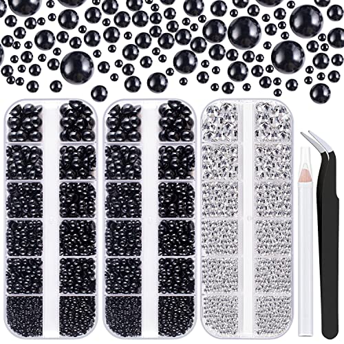 Clear Crystals + Black Pearls