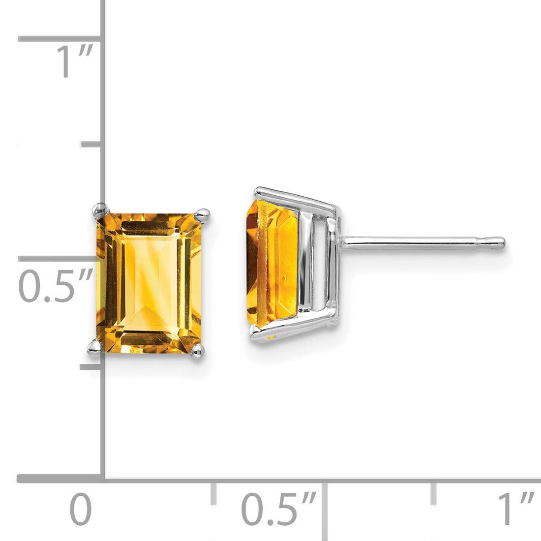 14K White Gold Emerald-Cut Citrine Stud Earrings | Natural Gemstone Jewelry for Women | Perfect for Weddings, Parties & Everyday Elegance