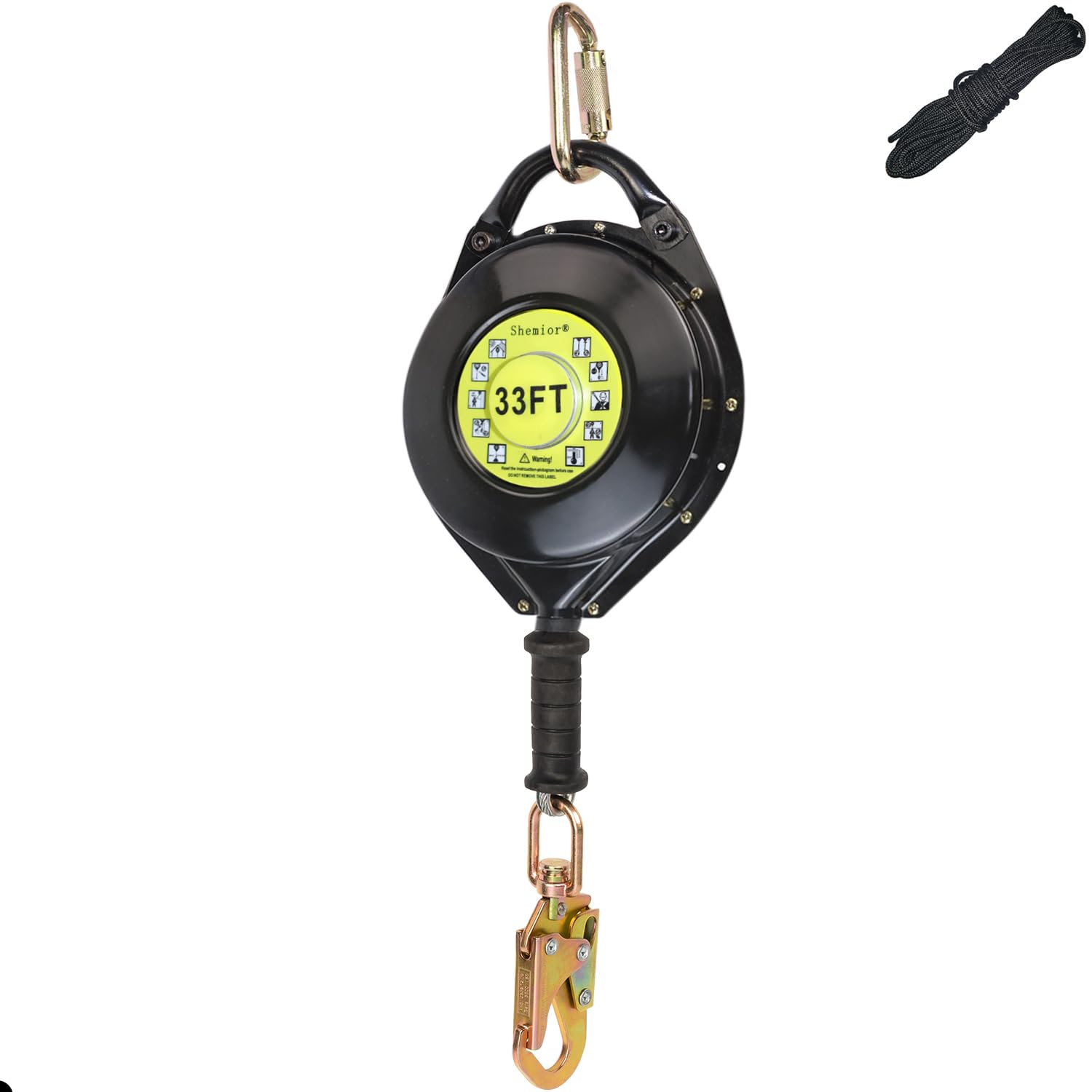 33FT Self Retracting Lifeline with Internal Shock Absorber - Aviation Grade Galvanized Steel Cable, Tangle-Free Retractable Safety Lanyard for Roofing & Construction - ANSI Compliant Fall Protection Gear (Ideal for Roofers, Window Cleaners & Construction Workers)