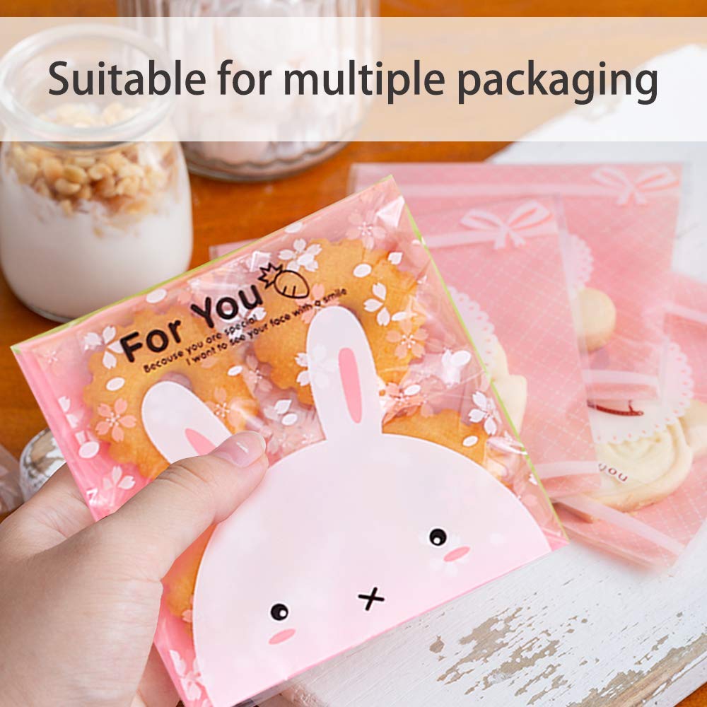 Chocozone 100-Pack Self-Adhesive Guddy Bags - Pink Party Favor Bags for Cookies, Chocolates & Birthday Gifts | Perfect for Baby Showers, Wedding Favors & Holiday Treats