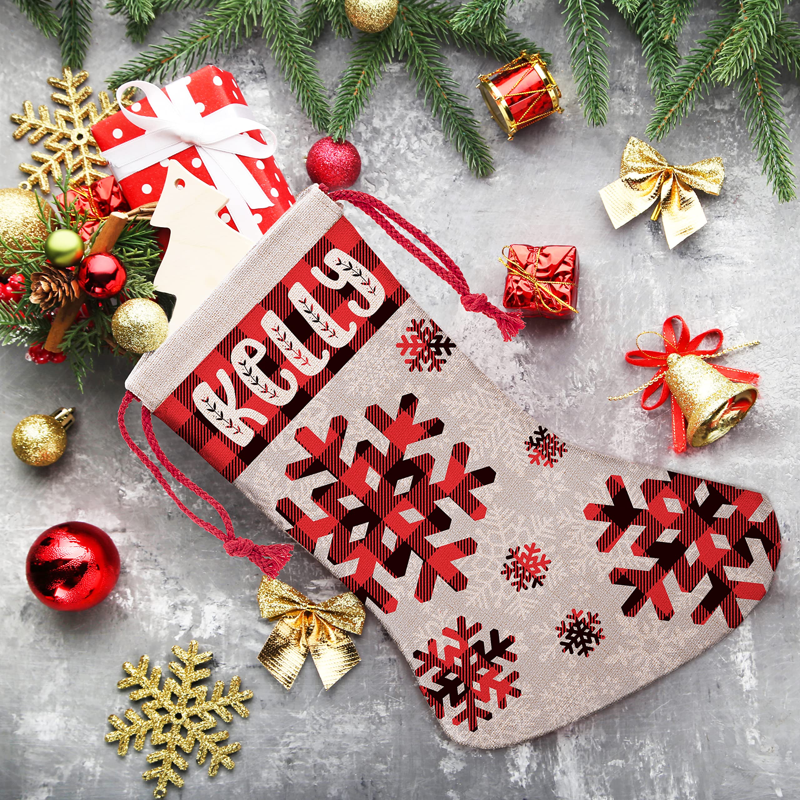 Set of 3 Personalized Christmas Stockings - Custom Name Embroidery with 9 Festive Patterns (Santa, Gnome, Snowman) & 5 Font Styles | 16-inch Holiday Decor for Fireplace, Gift Exchange & Family Traditions