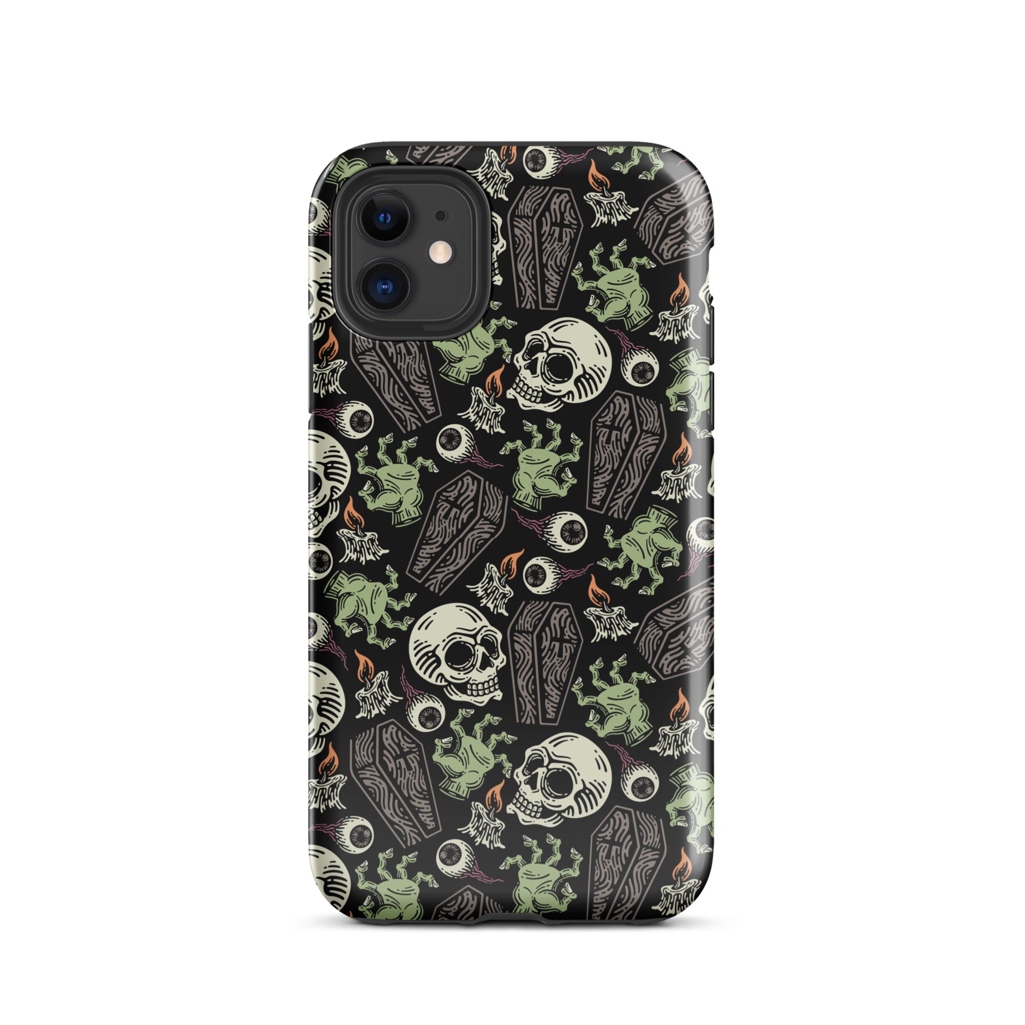 Premium Skeleton Horror iPhone Case - Durable Shockproof Protection for iPhone 12/13/14/15 Pro Max - Gothic Halloween Aesthetic Phone Cover for Parties & Cosplay