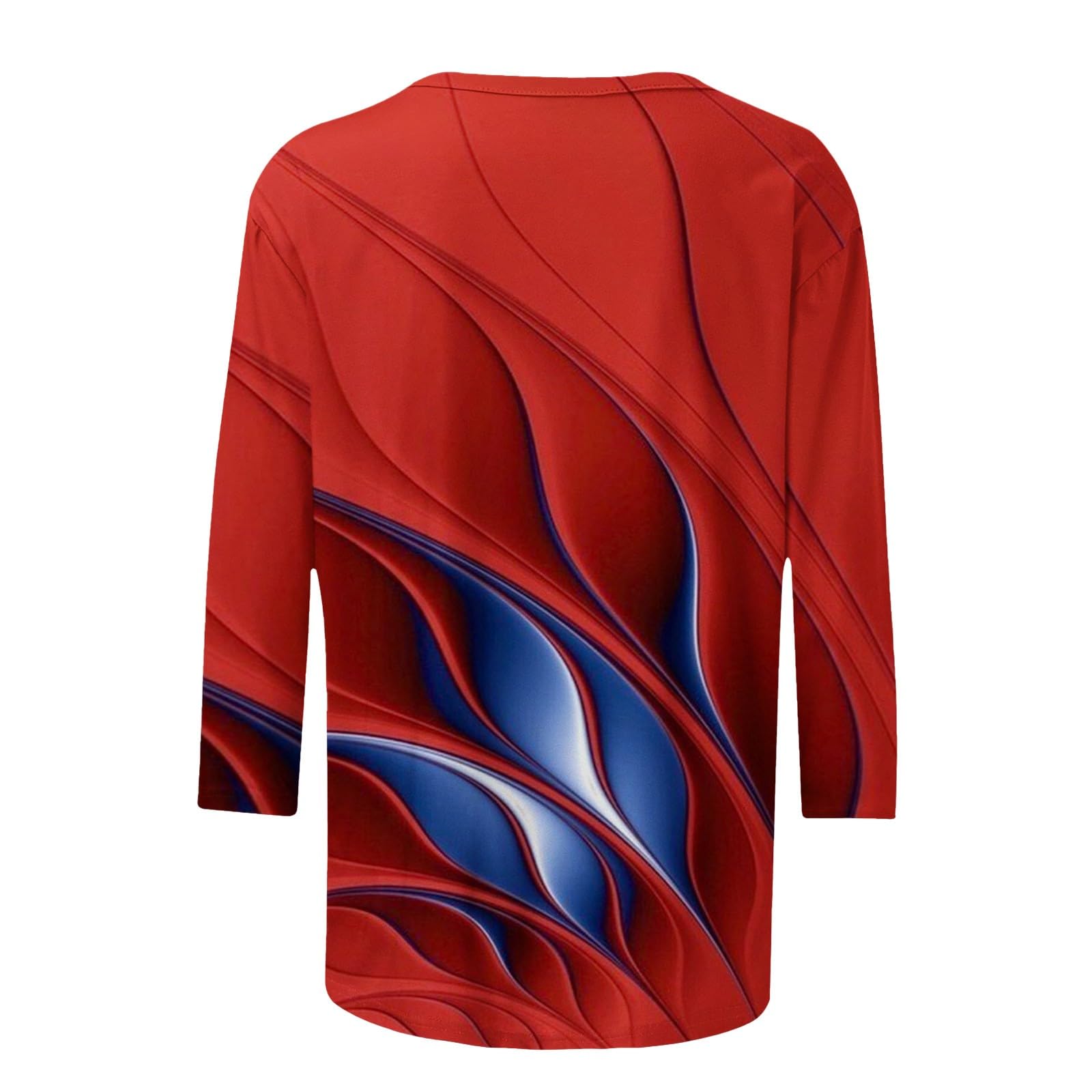 Wodceeke Women's 3/4 Sleeve Graphic T-Shirts - Trendy Printed Summer Tops 2024, Casual Blouses for Ladies - Perfect for Outfits, Streetwear & Everyday Fashion