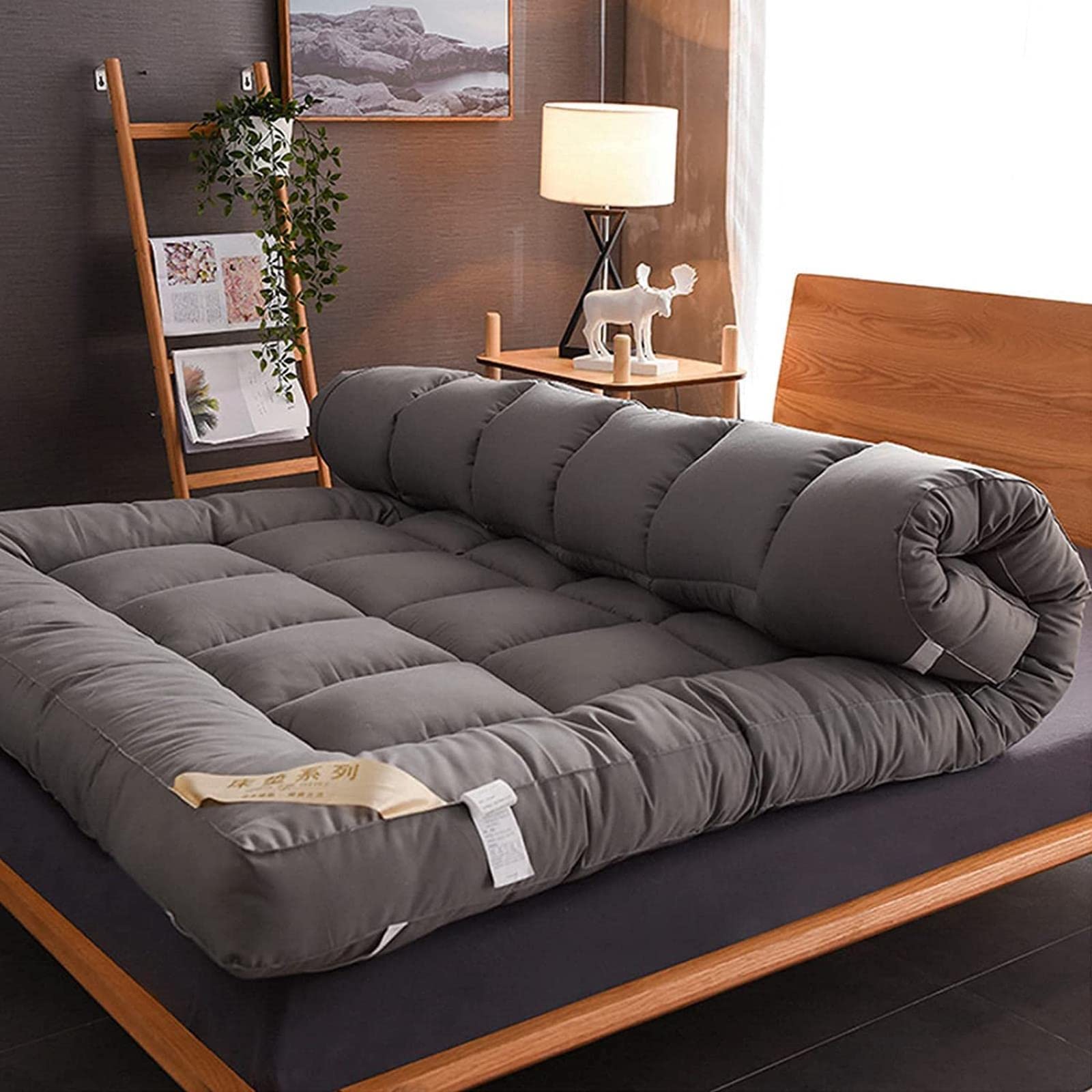 Japanese-Style Quilted Futon Mattress Cover - Foldable Thickened Breathable Soft Tatami Sleeping Mat - Portable Roll-Up Bed for Dorm, Camping & Home Use - Twin Size for Adults & Kids - Perfect for Guest Beds, Floor Sleeping & Travel