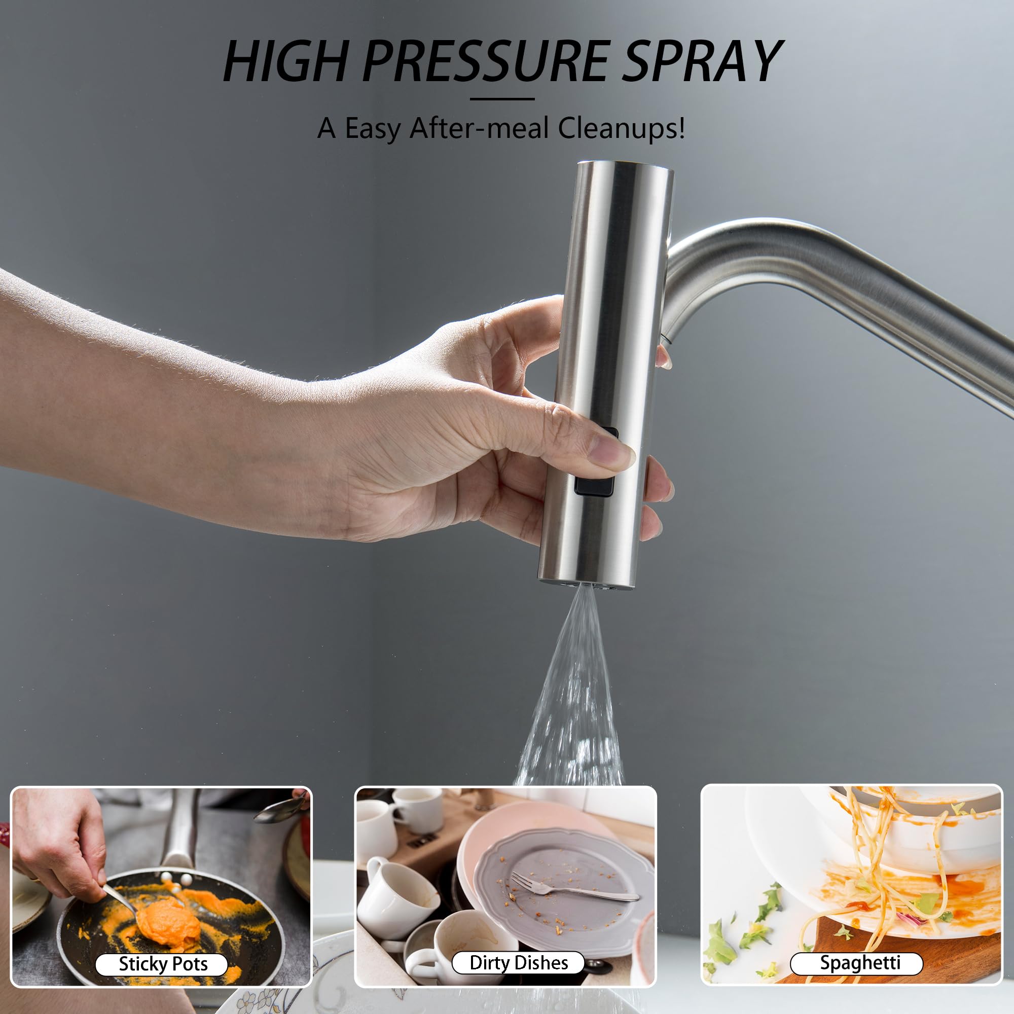 Universal Kitchen Faucet Head Replacement - 360° Swivel Faucet Extender for Sink, Brushed Nickel Finish | Perfect for Washing Dishes, Filling Pots & Cleaning Vegetables