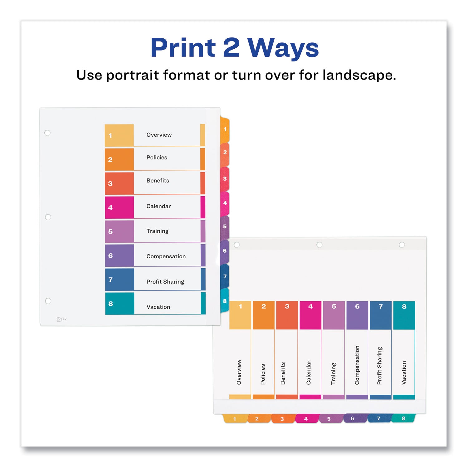 Avery® Customizable TOC Ready Index Multicolor Tab Dividers - 8 Extra Wide Tabs (1-8) - 11