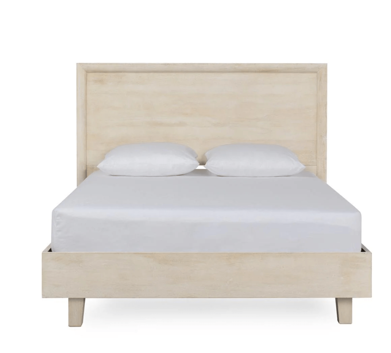 Seaside Whitewash Bed - Coastal Style Wooden Bed Frame with Distressed Finish for Beach House & Farmhouse Bedroom Decor | Perfect for Master Bedroom, Guest Room, or Vacation Home