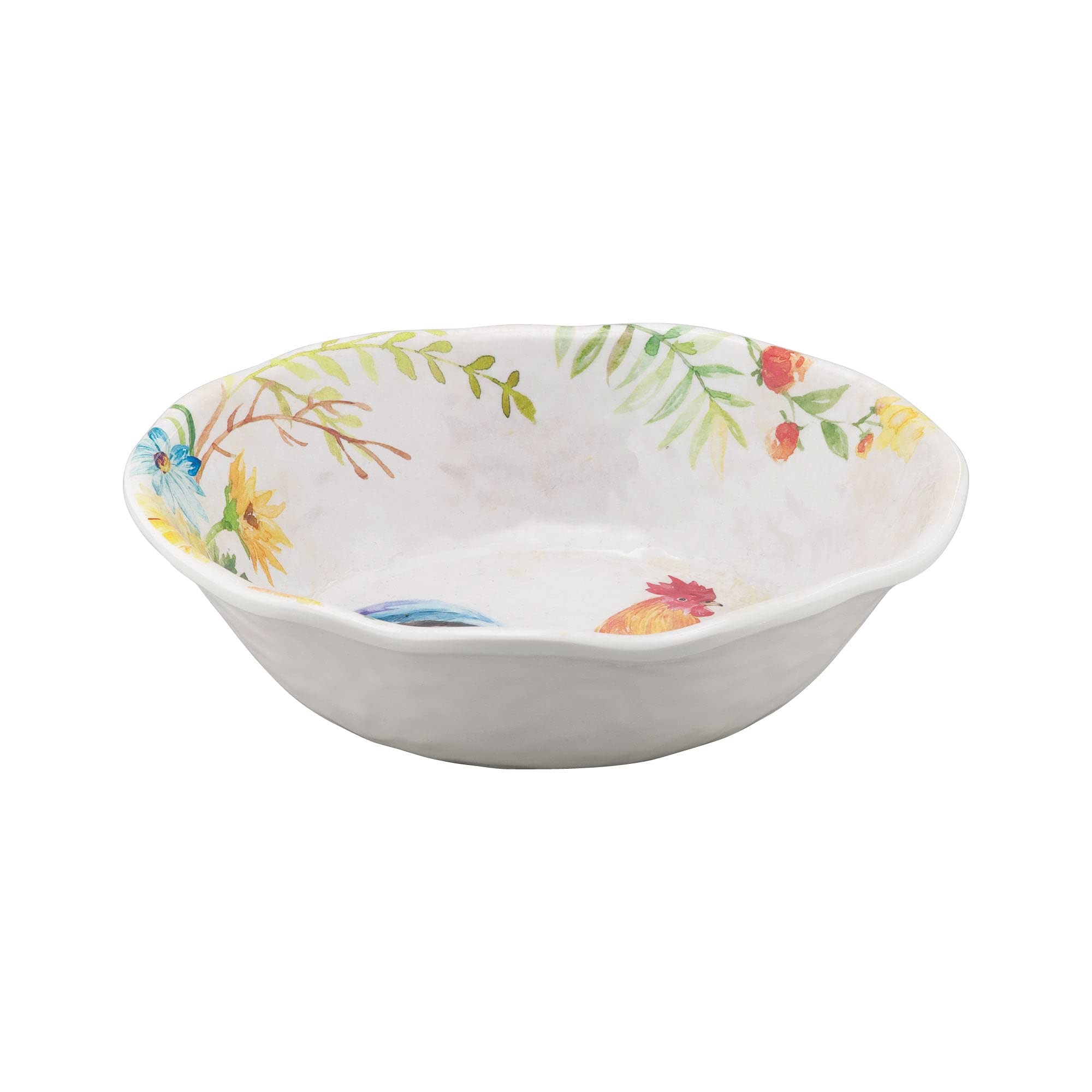 UPware 16-Piece Melamine Dinnerware Set - 4 Dinner Plates, 4 Salad Plates, 4 Bowls & 4 Dessert Plates for 4-Person Table Setting | Durable & Lightweight Rooster Design | Perfect for Outdoor Dining, Picnics, Camping & Everyday Family Meals
