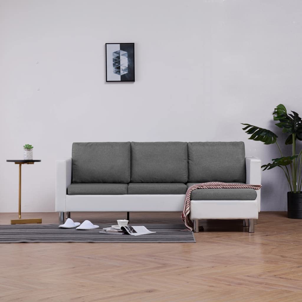 Modern 3-Seater Sofa with Cushions - White Faux Leather Couch for Living Room, Dorm, Guest Room & Home Office | Comfortable Seating for Family Gatherings, Movie Nights & Relaxing