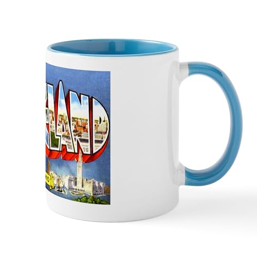White/Blue Inside - Cleveland Ohio Greetings Mug