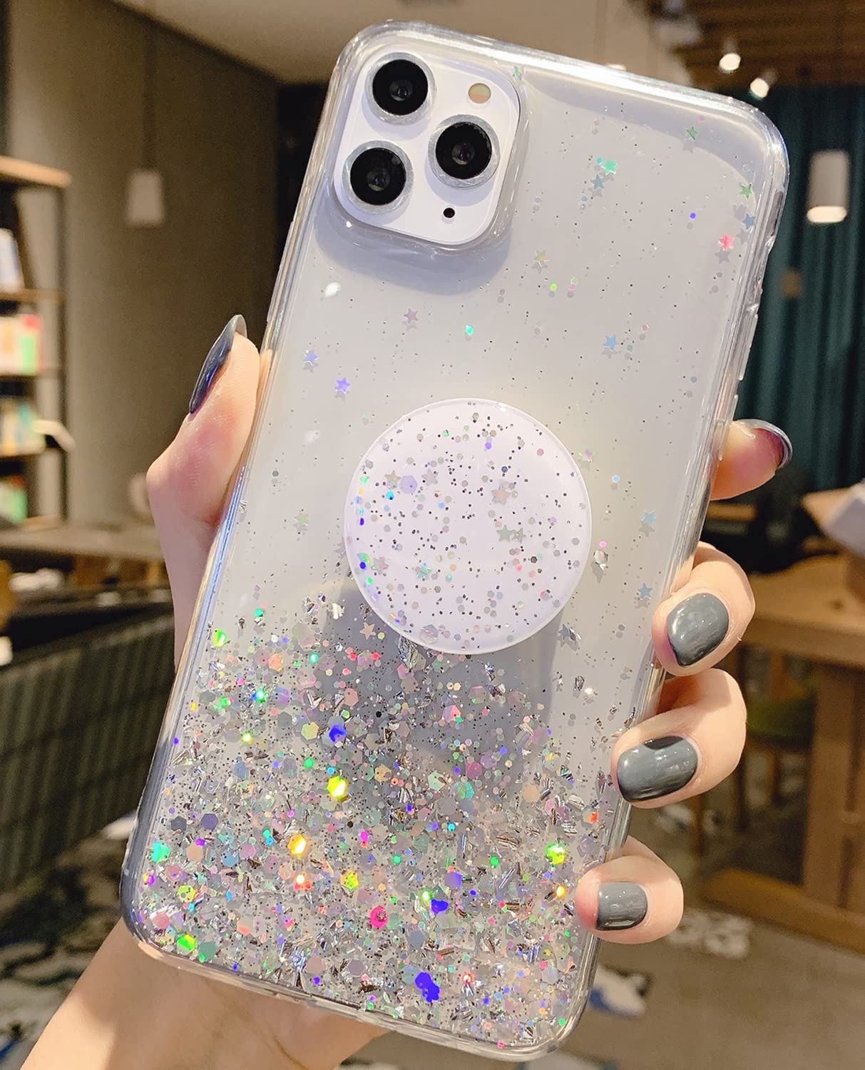 Sparkle Glitter iPhone 11 Case for Women & Girls - Cute Bling Protective Cover with Ring Kickstand | Soft Shockproof Shell for iPhone 11 (6.1 Inch) Silver | Perfect for Daily Use, Work & Party Accessories