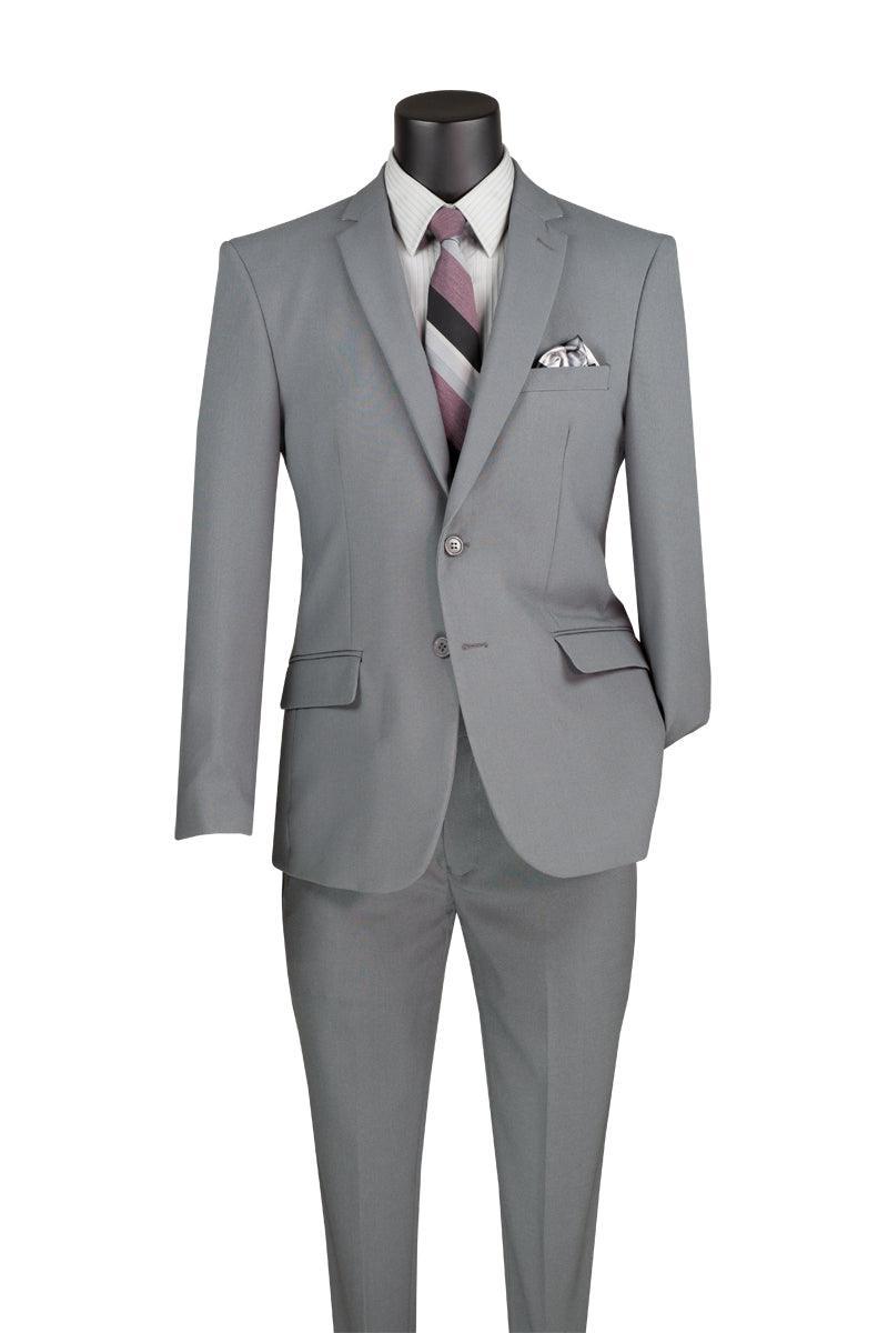 Men's Slim Fit 2-Piece Suit in Classic Gray - Perfect for Business Meetings, Weddings & Formal Events