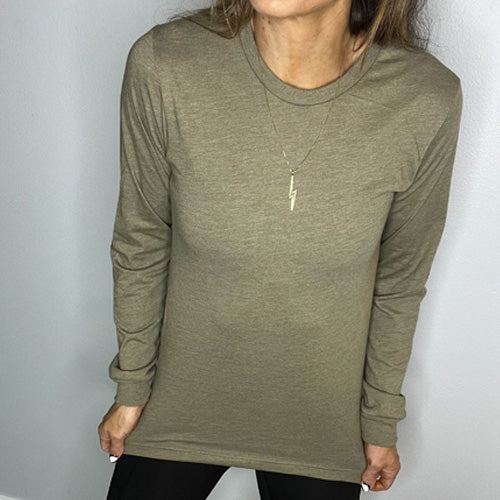 Premium Soft Cotton Long Sleeve T-Shirt for Men & Women | Heather Olive Color | Comfortable Casual & Layering Essential