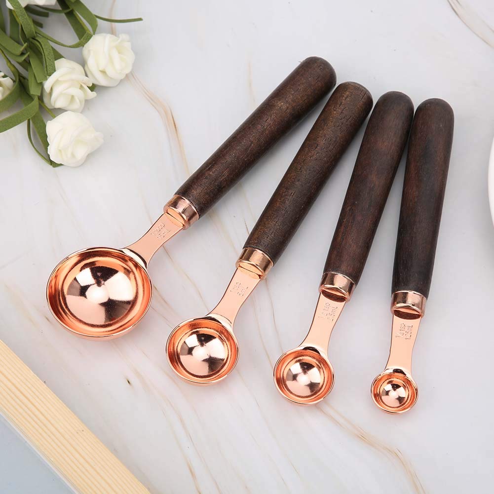 Premium Stainless Steel Rose Gold Measuring Cups Set - 6-Piece Kitchen Measuring Spoons for Dry & Liquid Ingredients - Perfect for Baking, Cooking & Meal Prep at Home