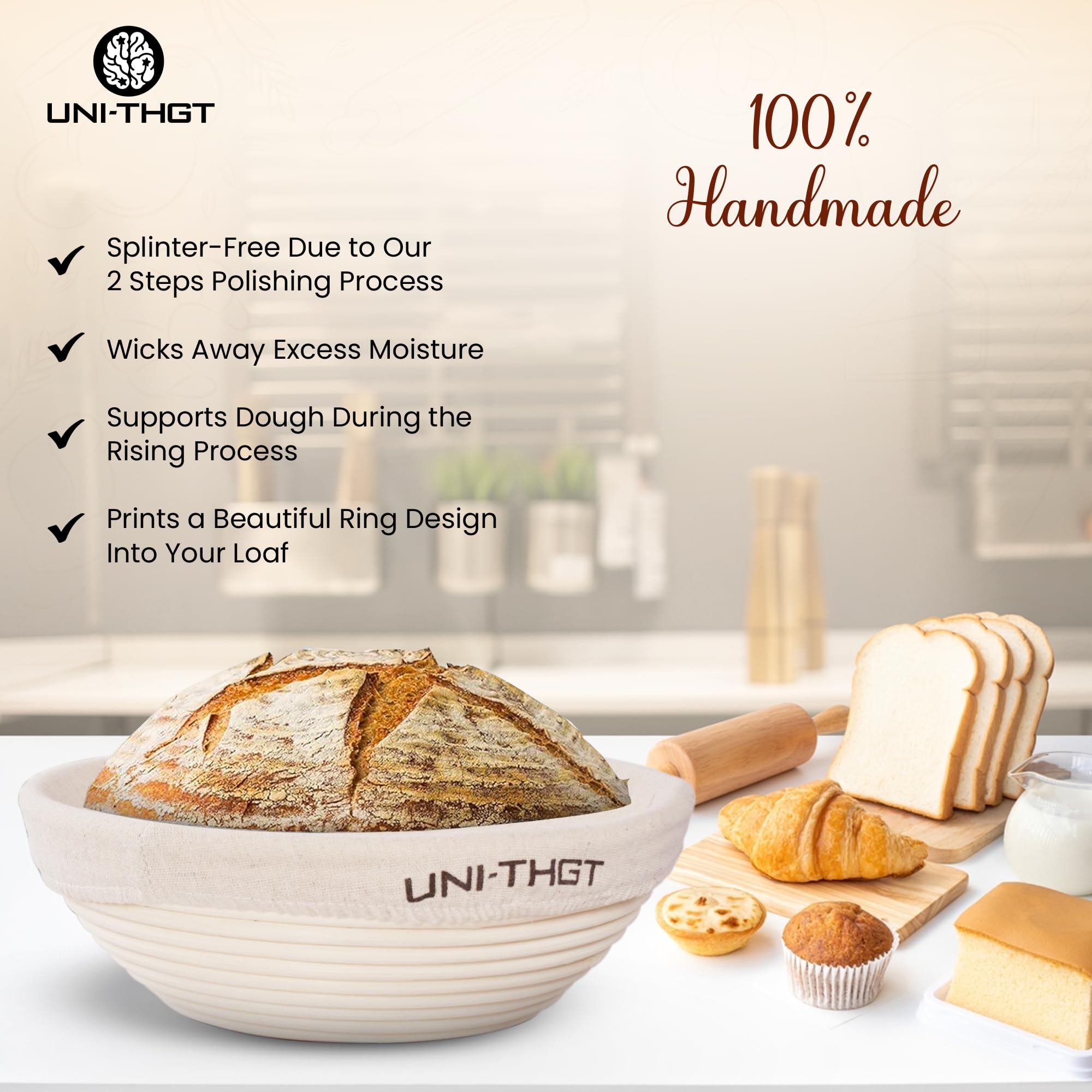 Premium Banneton Bread Proofing Basket Set - 9 & 10 Inch Sourdough Proofing Baskets for Artisan Bread Making - Round & Oval Rattan Bread Bowls with Linen Liners - Perfect for Homemade Sourdough, French Bread & Bakery-Style Loaves - Ideal for Bread Baking Enthusiasts & Professional Bakers
