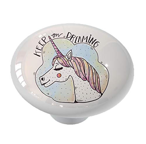 Keep on Dreaming Unicorn Drawer & Cabinet Knobs - Whimsical Fairy Tale Bedroom & Kids Room Decor - Perfect for Dressers, Nightstands, and DIY Furniture Projects