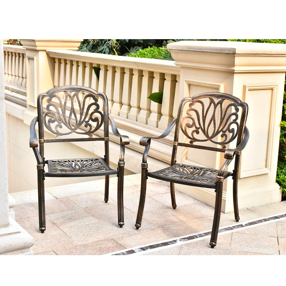 TITIMO 2-Piece Outdoor Patio Dining Chair Set - Cast Aluminum Bistro Chairs for Garden, Deck, Balcony - Antique Bronze Finish - Perfect for Backyard Dining, Coffee Break & Outdoor Relaxation (Cushions Not Included)