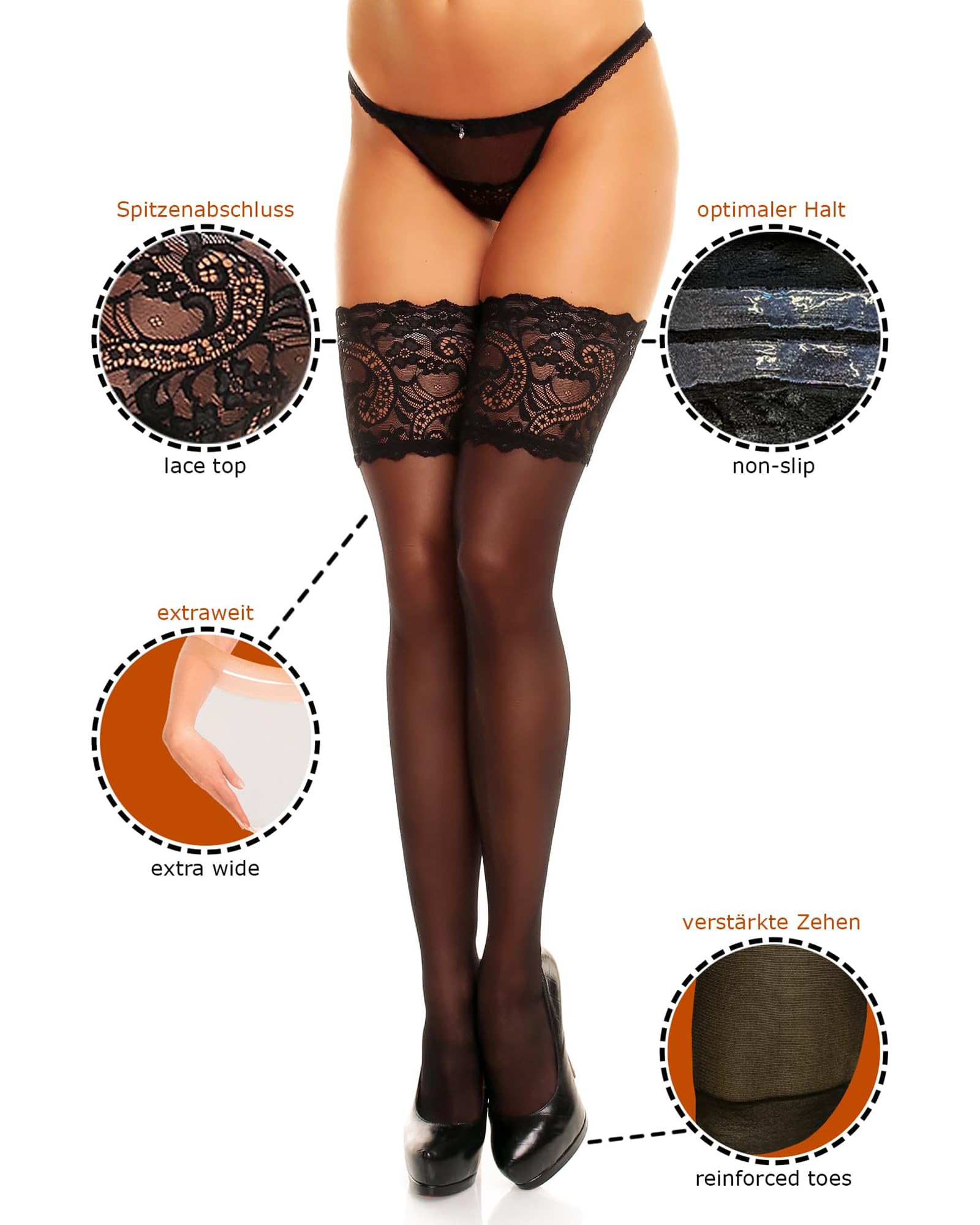 GLAMORY Comfort 20 Women's Hold-Up Stockings - Soft Thigh High Stockings with Stay-Up Technology for Everyday Wear, Date Night & Special Occasions