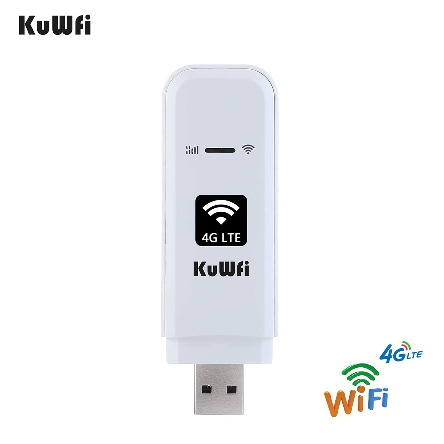 KuWFi 4G LTE USB WiFi Modem - Portable Mobile Hotspot Router with SIM Card Slot for High-Speed Internet in USA/Canada/Mexico - Perfect for Travel, Remote Work & Outdoor Activities