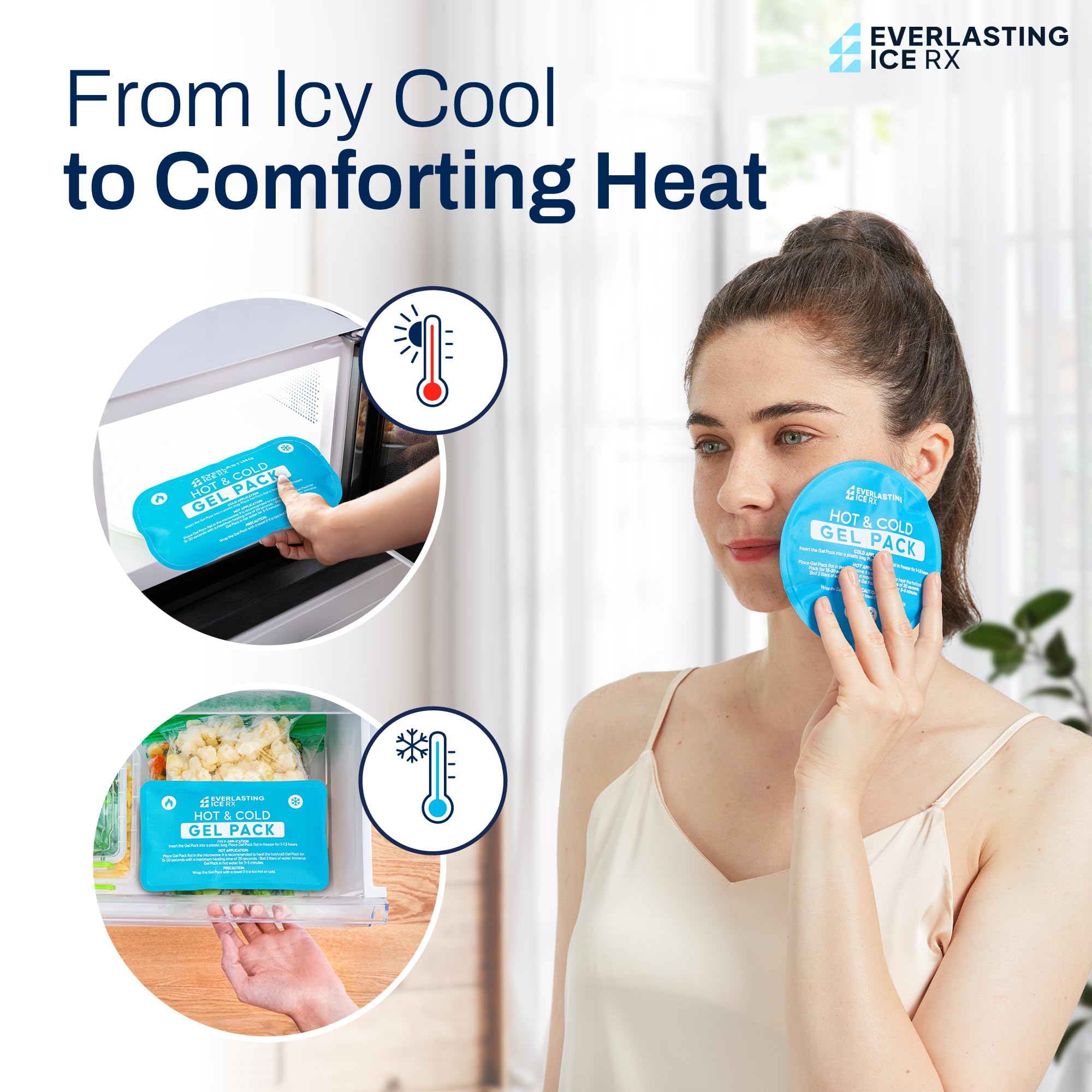 Reusable Hot and Cold Gel Ice Packs for Injuries - 7 Pack Variety Set for Pain Relief & Therapy | Hot & Cold Compress for Muscle Pain, Swelling, Headaches, Sports Injuries & Post-Surgery Recovery