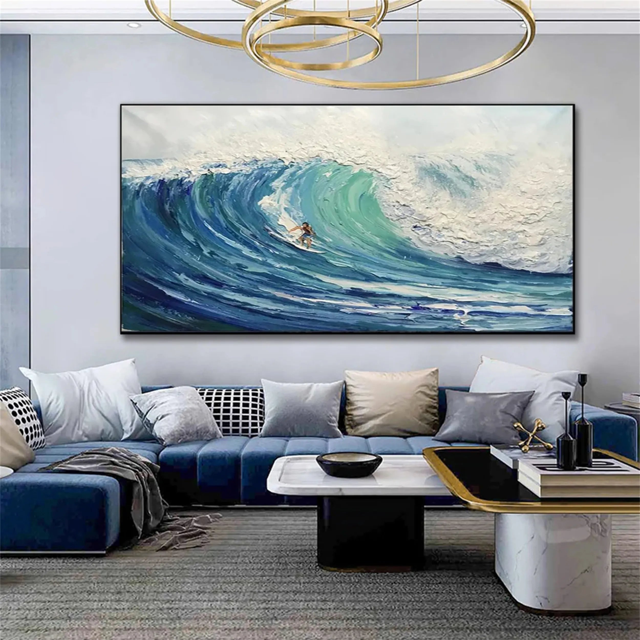 Ocean and Sky Painting - Handmade Canvas Wall Art #OS123 for Living Room, Bedroom & Office Decor