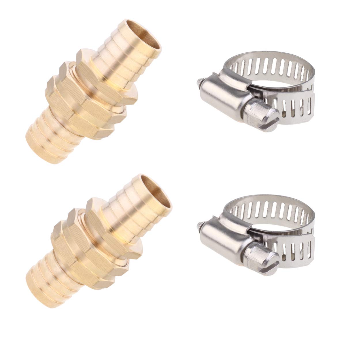 Scicalife Solid Brass Garden Hose Repair Kit - Heavy Duty Round Brass Water Hose Connector with Stainless Steel Clamp for Leak-Free Irrigation, Lawn Watering & Outdoor Plumbing