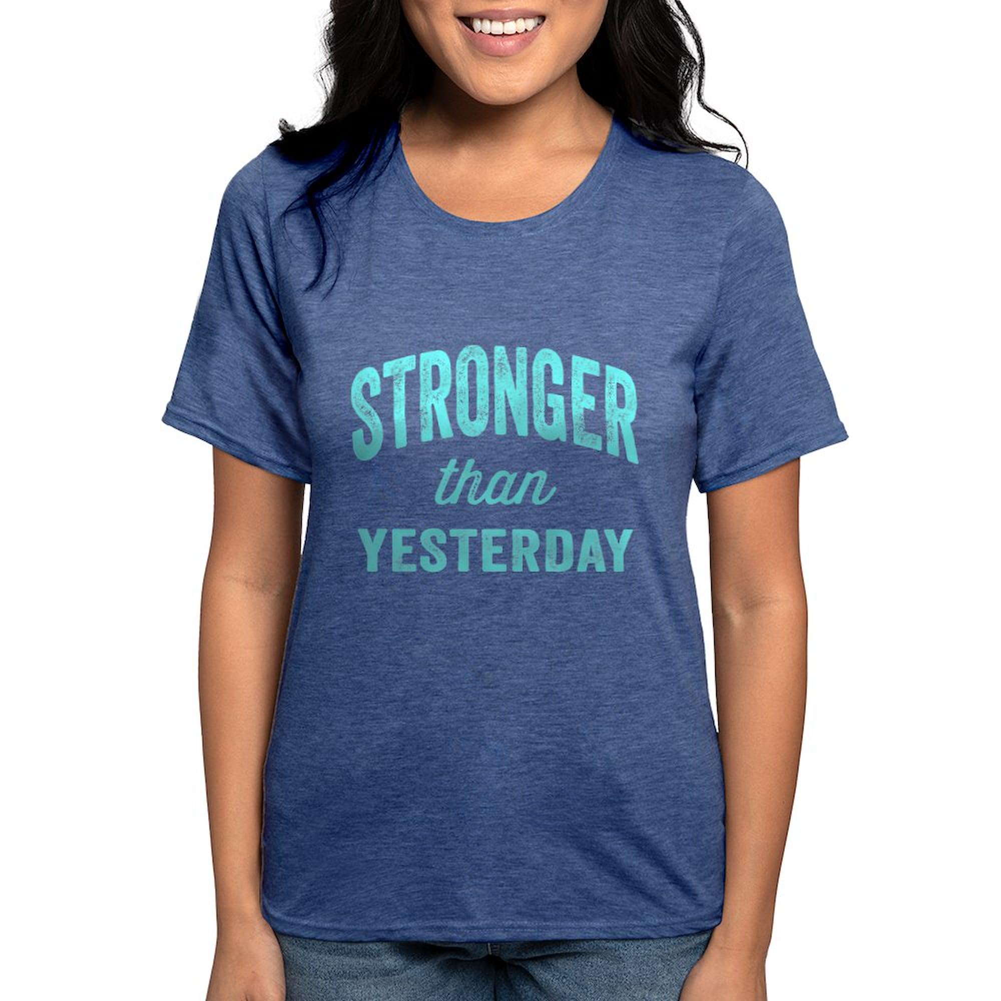 Stronger Than Yesterday Women's Tri-Blend T-Shirt - Soft Vintage Style Tee for Workouts, Yoga & Casual Wear