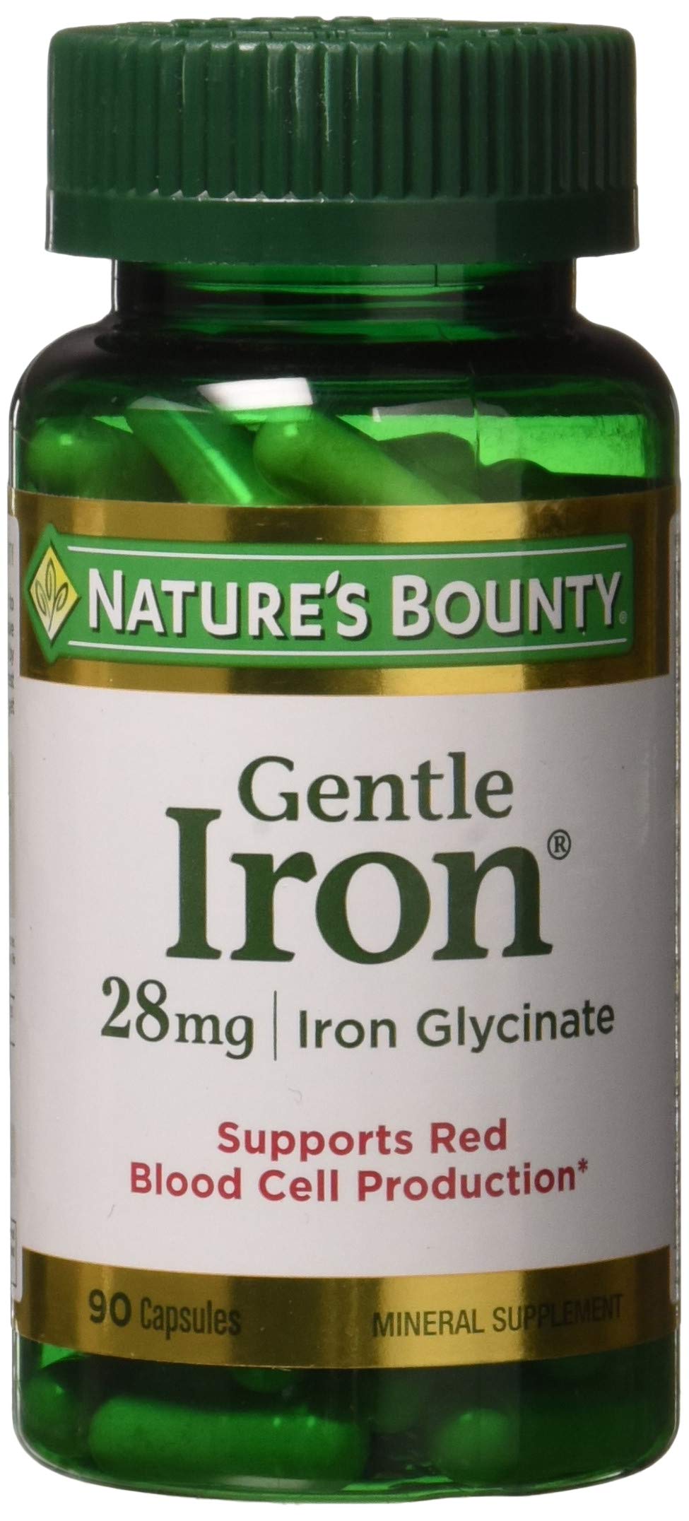 Nature's Bounty Gentle Iron 28mg - 90 Capsules | High Absorption Iron Supplement for Women & Men | Supports Energy & Red Blood Cell Production | Perfect for Anemia, Fatigue & Pregnancy Needs