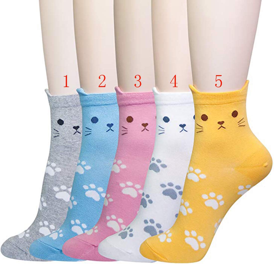 Cute Animal Socks for Women - Dog & Cat Lovers Gift - Funny Crew Socks for Daily Wear
