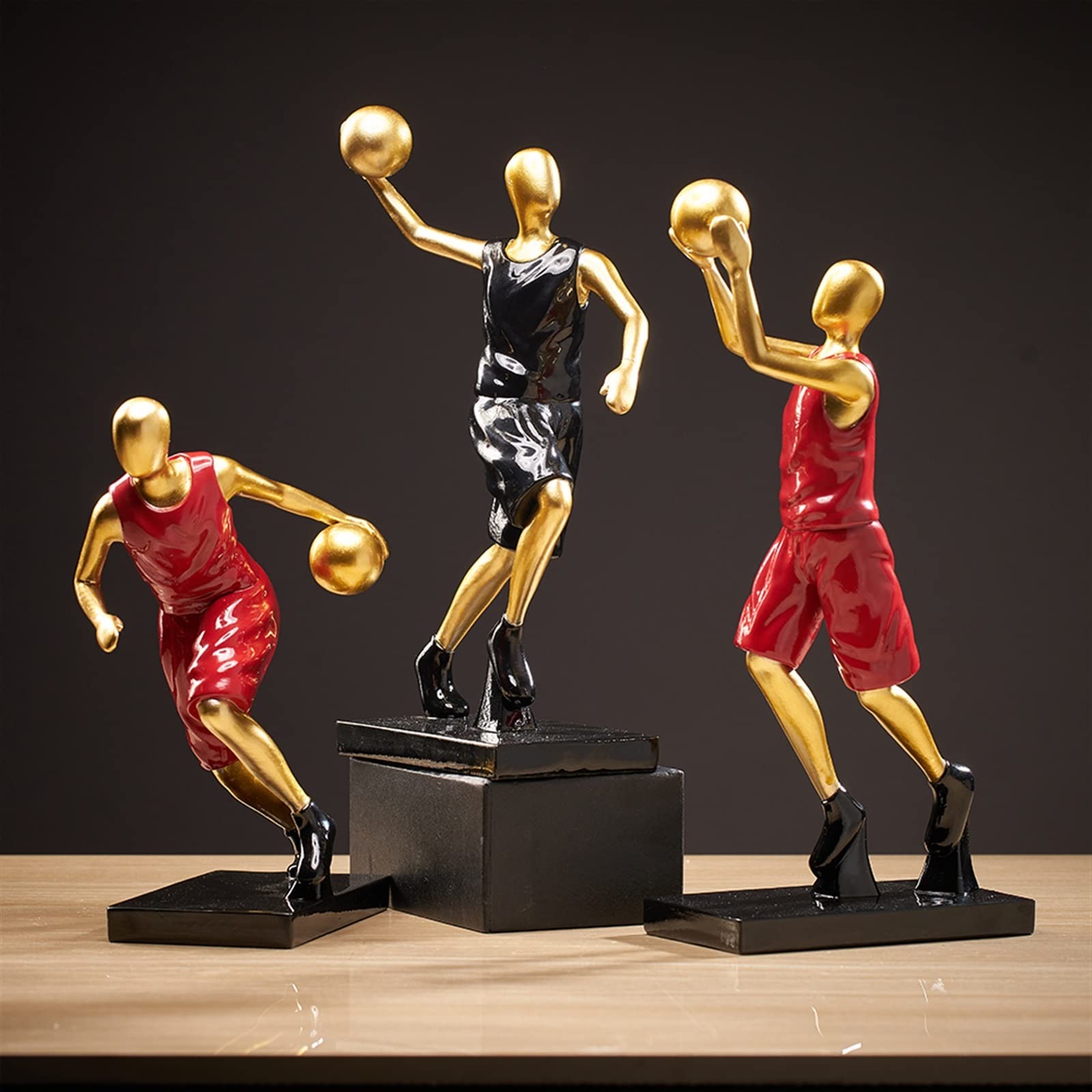 Resin Basketball Player Statue - Modern Home & Desk Decor for Basketball Lovers (Red) - Perfect Gift for Sports Fans