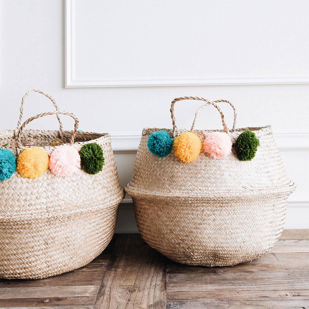 Ernie Pom Pom Belly Basket - Soft and Cozy Pet Bed for Small Dogs and Cats - Perfect for Home, Office, and Travel Use