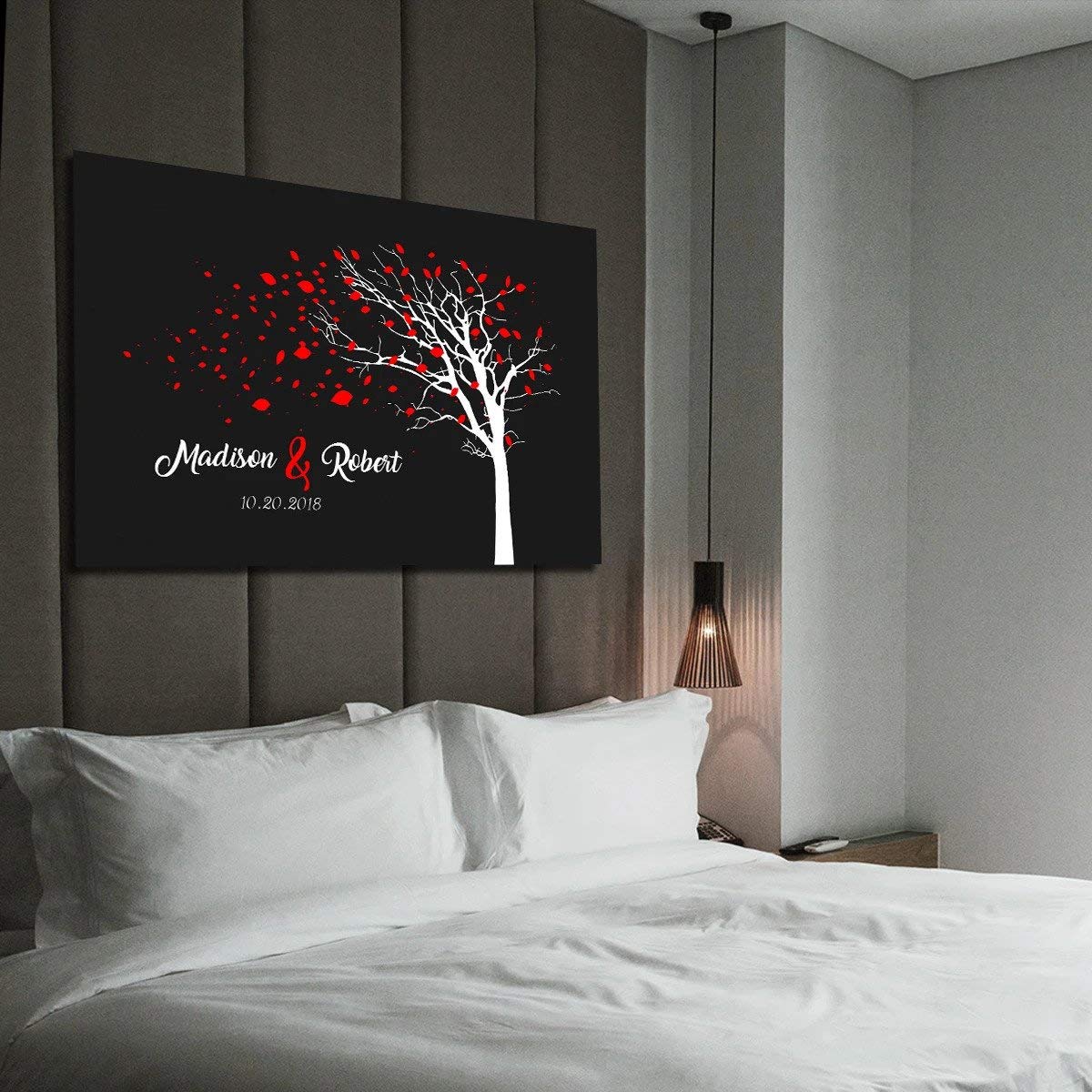 Custom Couple Canvas Wall Art - Personalized Anniversary & Valentine's Day Gift with Names & Date (36