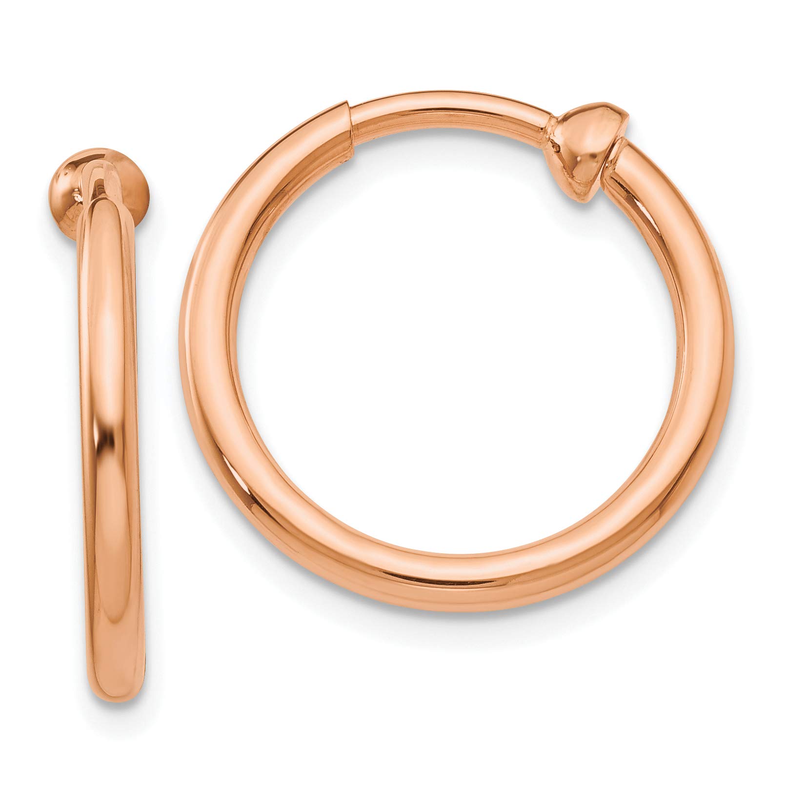 2mm Polished Non-Pierced Clip-On Hoop Earrings in Real 14k Gold - Elegant & Comfortable for Sensitive Ears, Perfect for Weddings, Parties & Everyday Wear