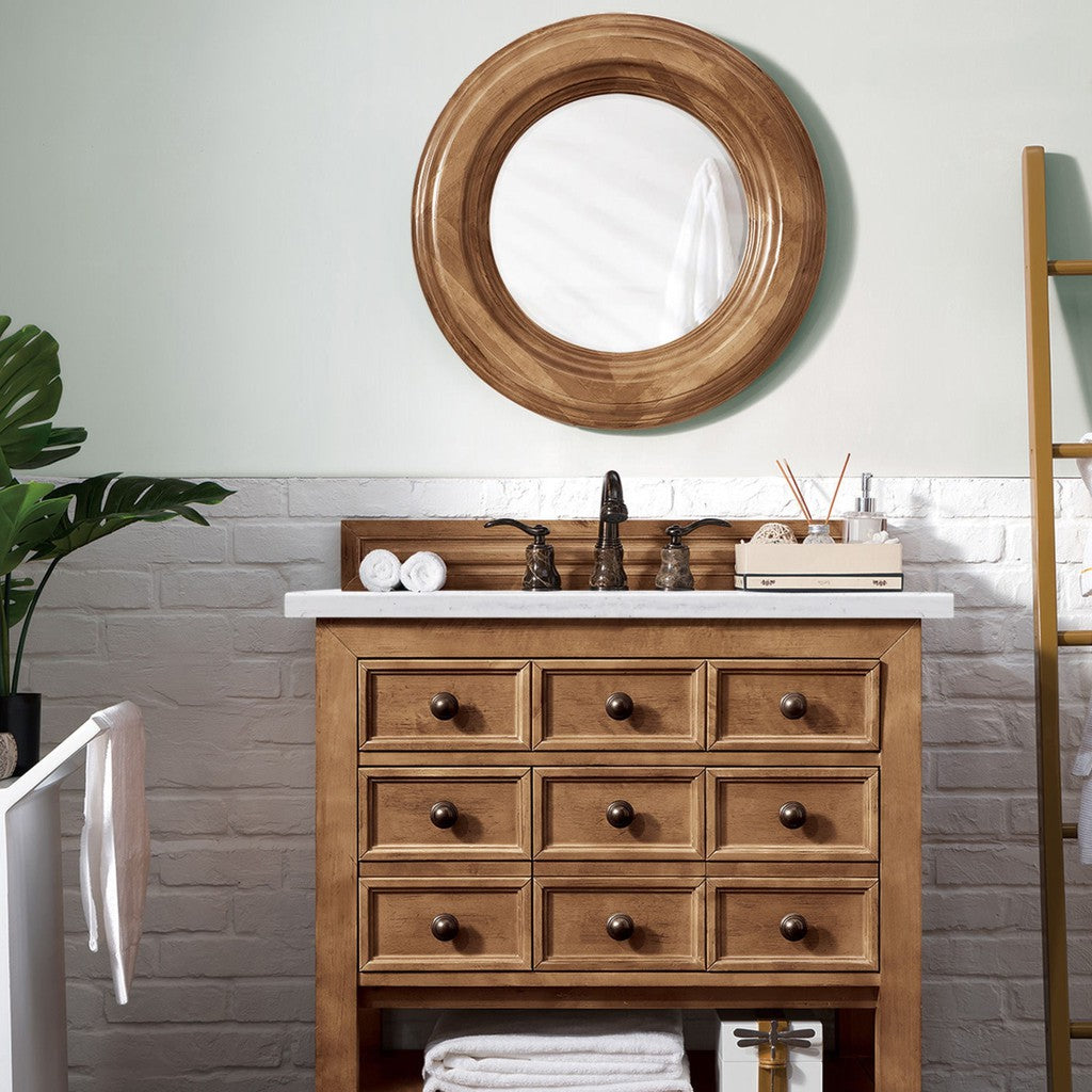 James Martin Vanities Malibu Collection 36-Inch Single Bathroom Vanity in Honey Alder with Countertop Options - Perfect for Modern Bathroom Remodeling and Home Renovation Projects