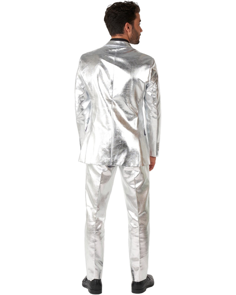 Vintage 70s Shiny Silver Premium Men's Suit - Retro Disco Party & Formal Wear for Weddings, Prom & Special Occasions