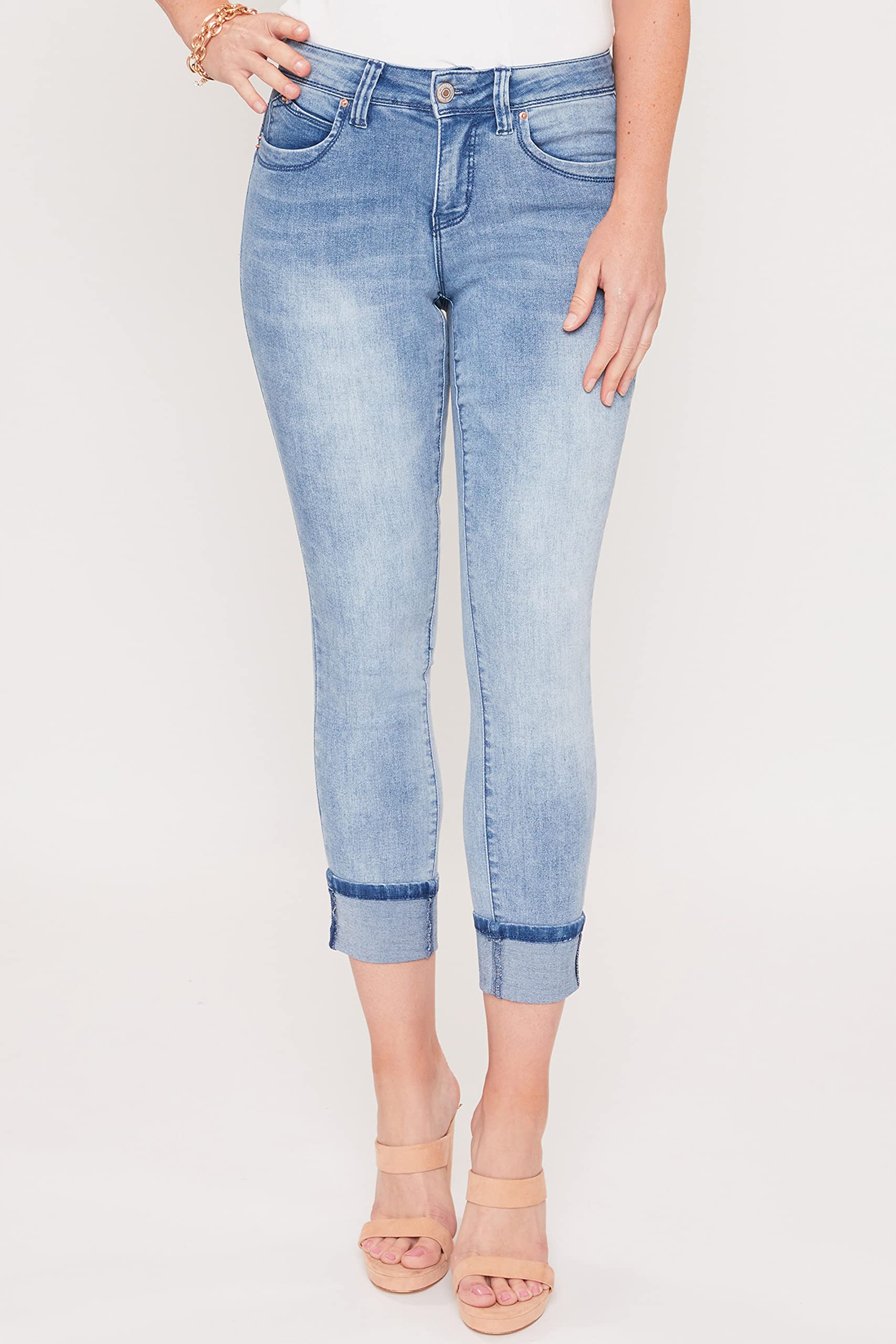 Royalty For Me Women's Petite Stretchy Mid-Rise Skinny Ankle Jeans - Sustainable Denim, Light Wash, Size 12 - Perfect for Casual Wear, Office & Date Nights