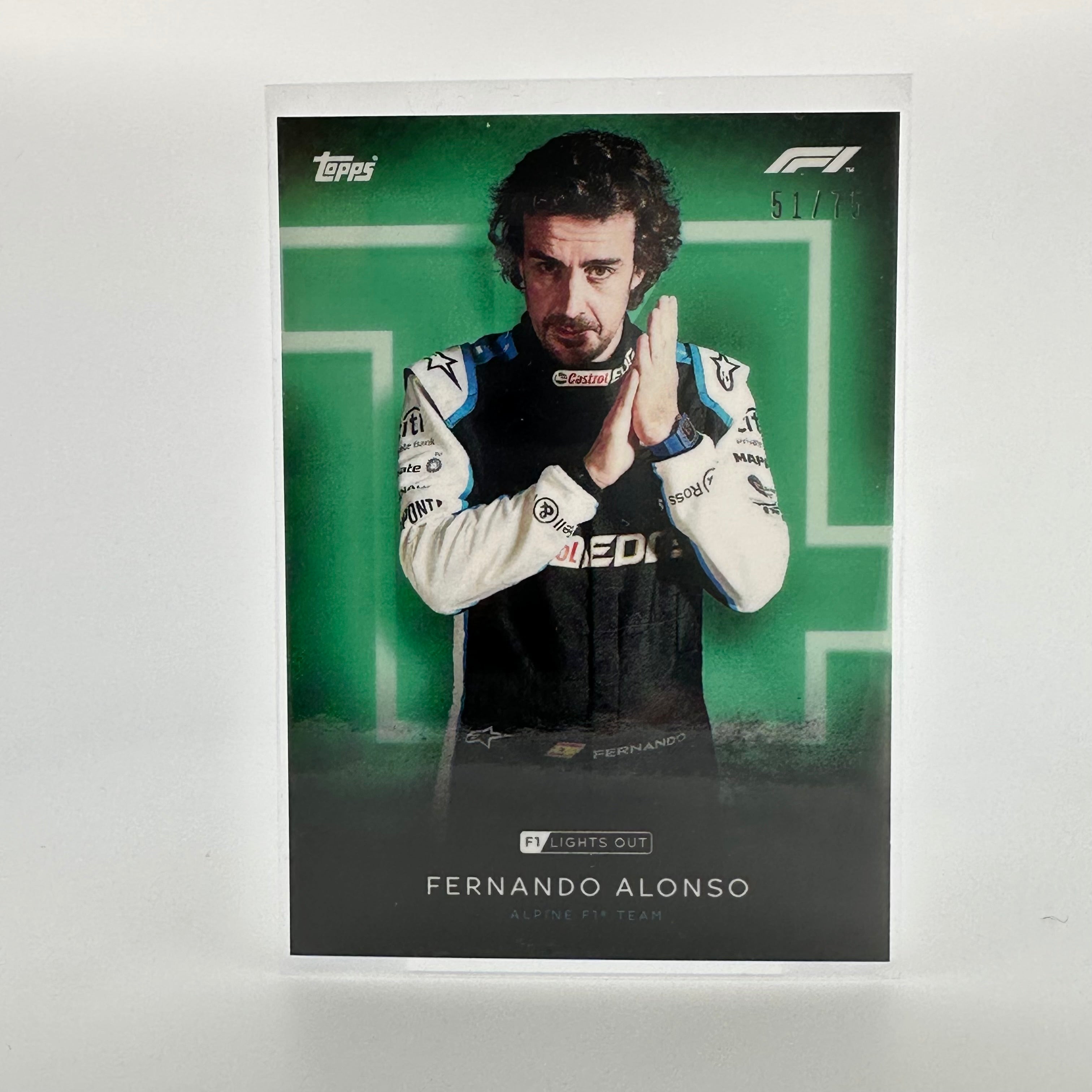 Fernando Alonso 51/75 Green Parallel Racing Driver Card - Collectible for F1 Fans, Sports Memorabilia & Racing Enthusiasts - Perfect for Display, Gifts & Trading Cards Collections