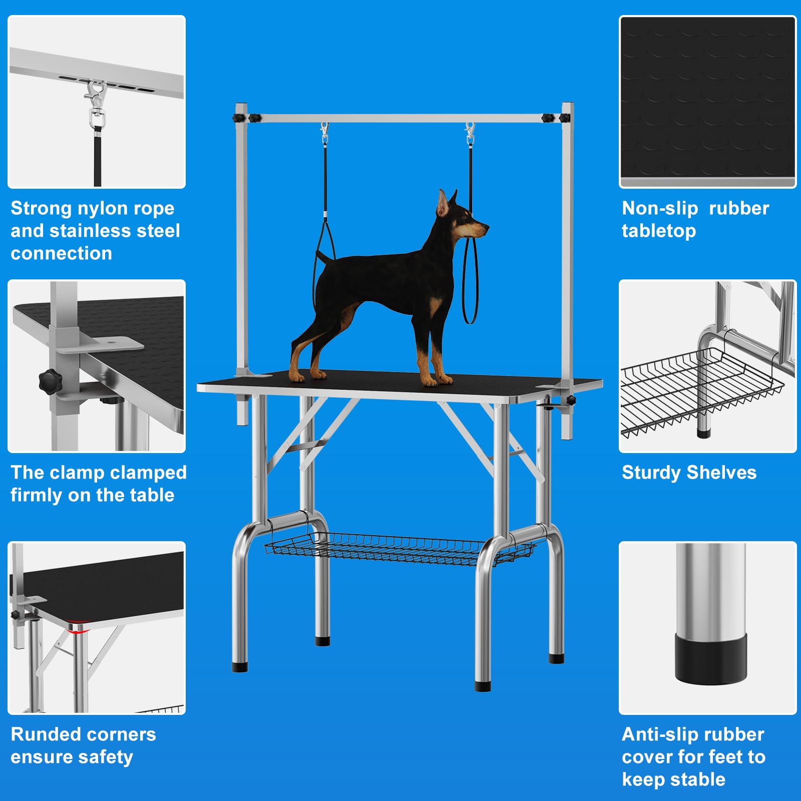 GARVEE 36 Inch Heavy Duty Pet Grooming Table for Dogs & Cats - Professional Grooming Station with Adjustable Arm, Noose & Mesh Tray - Supports Up to 330lbs - Perfect for Home & Professional Pet Salons (Black)
