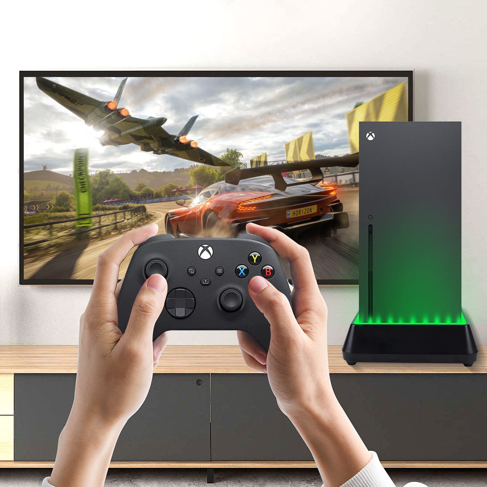 TechKen RGB Cooling Fan Stand Dock for Xbox Series X - 3 Speed Levels, 7 Color Modes, Adjustable LED Light - Perfect for Gaming & Entertainment Setup (Small)